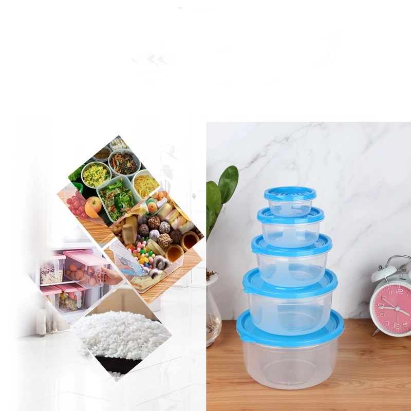 Hot Sale Plastic Box Round 5 Piece Set Sealed Storage Box Crisper