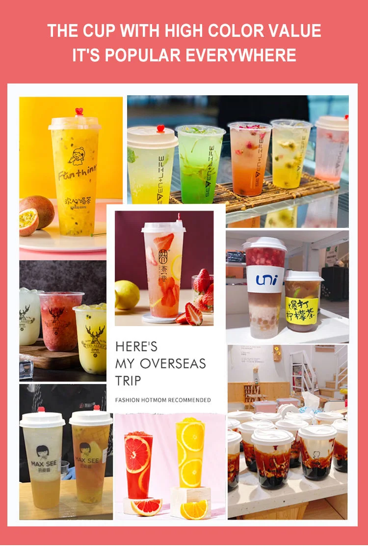 Custom Logo Printed Clear White Disposable Plastic Cup, Beverage Drink Coke Juice Bubble Tea Milk Tea Takeway Plastic Cup