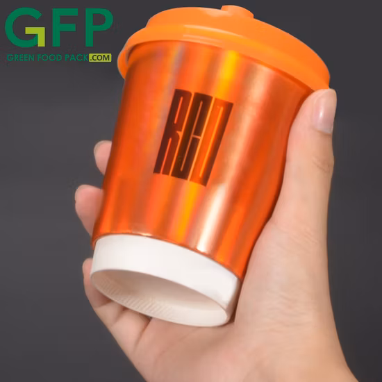 高品質使い捨て紙コップ蓋付き 8 オンス 12 オンス 16 オンス二重壁紙コーヒーカップ使い捨て蓋付き